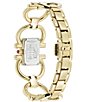 Color:Gold - Image 2 - Women's Double Gancini Mini Quartz Analog Gold Enamel Stainless Steel Bracelet Watch