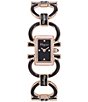 Color:Rose Gold - Image 1 - Women's Double Gancini Mini Quartz Analog Rose Gold Enamel Stainless Steel Bracelet Watch