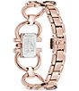 Color:Rose Gold - Image 2 - Women's Double Gancini Mini Quartz Analog Rose Gold Enamel Stainless Steel Bracelet Watch