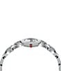Color:Silver - Image 2 - Women's Double Gancini Stud Quartz Analog White Enamel Dial Stainless Steel Bracelet Watch