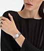 Color:Silver - Image 5 - Women's Double Gancini Stud Two Hand Stainless Steel Bracelet Watch