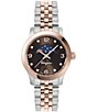 Color:Two Tone - Image 1 - Women's Duo Moonphase Quartz Analog Brown Dial Two Tone Stainless Steel Bracelet Watch