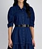 Sam Edelman 30mm Reversible Hammered Buckle Loop Belt, Color:Black - Image 5