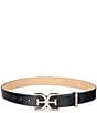 Sam Edelman 30mm Hammered Logo Buckle Leather Belt, Color:Black - Image 1