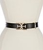 Sam Edelman 30mm Hammered Logo Buckle Leather Belt, Color:Black - Image 4