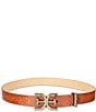 Sam Edelman 30mm Hammered Logo Buckle Leather Belt, Color:Light Brown - Image 1