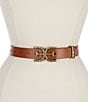 Sam Edelman 30mm Hammered Logo Buckle Leather Belt, Color:Light Brown - Image 3