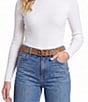 Sam Edelman 30mm Leather Logo Buckle Edge Stitch Belt - Image 1