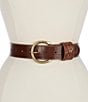 Sam Edelman 40mm Oval Crocodile Embossed Leather Belt, Color:Tan - Image 1