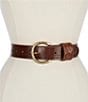 Sam Edelman 40mm Oval Crocodile Embossed Wide Leather Belt - Image 5