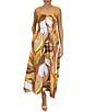 Color:Natural Multi - Image 1 - Abstract Print Square Neck Sleeveless Maxi Dress