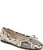 Sam Edelman Alie Snake Print Leather Bow Ballet Flats - Image 1