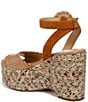 Color:Rustic Brown/Buff Tan - Image 4 - Amber Raffia and Suede Macrame Platform Ankle Wrap Wedge Sandals