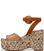 Color:Rustic Brown/Buff Tan - Image 5 - Amber Raffia and Suede Macrame Platform Ankle Wrap Wedge Sandals