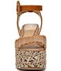 Color:Rustic Brown/Buff Tan - Image 6 - Amber Raffia and Suede Macrame Platform Ankle Wrap Wedge Sandals