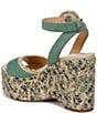 Color:Turquoise Green - Image 4 - Amber Raffia and Suede Macrame Platform Ankle Wrap Wedge Sandals