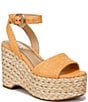 Color:Marigold - Image 1 - April Raffia Braided Platform Woven Espadrille Wedge Sandals