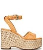 Color:Marigold - Image 2 - April Raffia Braided Platform Woven Espadrille Wedge Sandals