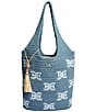 Sam Edelman April Raffia Logo Tote Bag, Color:Blue - Image 1