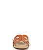 Color:Honey Brown - Image 6 - Bay Leather and Raffia Double E Logo Slide Sandals