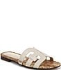 Sam Edelman Bay Leather Double E Floral Detail Logo Slide Sandals - Image 1