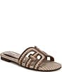 Sam Edelman Bay Raffia and Leather Double E Logo Slide Sandals - Image 1