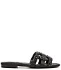 Color:Black - Image 2 - Bay Perla Beaded Double E Pearl Embellished Slide Sandals