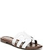 Color:Bright White - Image 1 - Bay Leather Double E Logo Slide Sandals