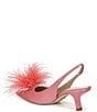 Color:Rose Quartz - Image 4 - Bianka Feather Satin Slingback Pointed Toe Pumps