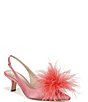 Color:Rose Quartz - Image 1 - Bianka Feather Satin Slingback Pointed Toe Pumps