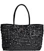 Sam Edelman Bianka Leather Woven Tote Bag, Color:Black - Image 1