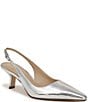 Color:Soft Silver - Image 1 - Bianka Metallic Patent Pointed Toe Slingback Pumps