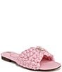 Color:Pink Rose - Image 1 - Bridget Knotted Ribbon Embellished Logo Detail Slide Sandals