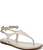 Sam Edelman Canna 2 Leather Embellished Anklet T-Strap Flat Sandals - Image 1