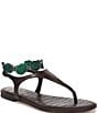 Sam Edelman Canna Leather Stone Embellished Anklet T-Strap Flat Sandals - Image 1