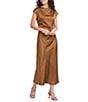 Sam Edelman Cap Sleeve Ruched Satin Midi Dress - Image 1