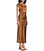 Sam Edelman Cap Sleeve Ruched Satin Midi Dress - Image 3