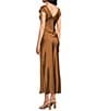 Sam Edelman Cap Sleeve Ruched Satin Midi Dress - Image 4