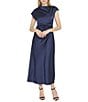 Sam Edelman Cap Sleeve Ruched Satin Midi Dress - Image 1