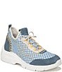Color:Summer Sky/Blue Mist - Image 1 - Chelsie Stretch-Knit and Suede Logo Sneakers