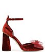 Color:Deep Cherry - Image 2 - Colter Velvet Bow Ankle Strap Dress Pumps