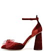 Color:Deep Cherry - Image 5 - Colter Velvet Bow Ankle Strap Dress Pumps