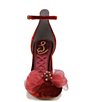 Color:Deep Cherry - Image 6 - Colter Velvet Bow Ankle Strap Dress Pumps