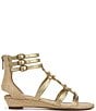 Color:Gold/Bleached Beechwood - Image 2 - Danica Embellished Buckle Detail Zip Up Strappy Sandals