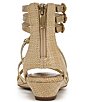 Color:Gold/Bleached Beechwood - Image 3 - Danica Embellished Buckle Detail Zip Up Strappy Sandals