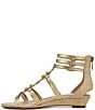 Color:Gold/Bleached Beechwood - Image 5 - Danica Embellished Buckle Detail Zip Up Strappy Sandals