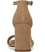 Color:Oatmeal - Image 3 - Daniella Suede Ankle Strap Block Heel Square Toe Dress Sandals