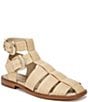 Color:Bleached Beechwood - Image 1 - Dawn Raffia Strappy Double Buckle Gladiator Sandals