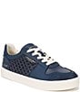 Color:Hudson Blue - Image 1 - Elcie Textured Raffia and Suede Lace-Up Sneakers