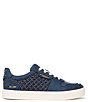 Color:Hudson Blue - Image 2 - Elcie Textured Raffia and Suede Lace-Up Sneakers